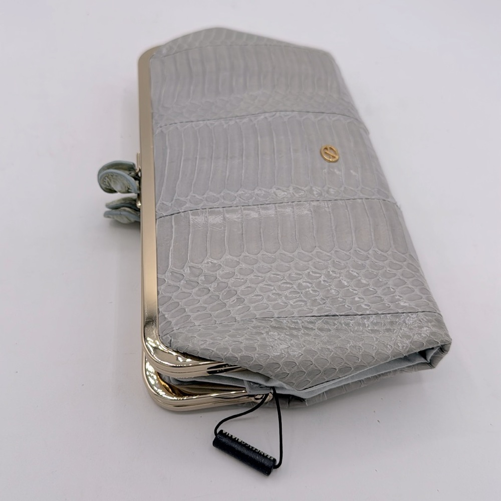 NWT Vintage Francesco Biasia gray snakeskin leather double wallet - Picture 2 of 9
